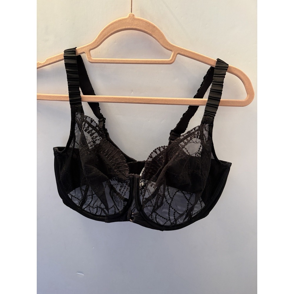 Empreinte Diane 07177 Underwire Full Cup Bra 36F Black Mesh Embroidery